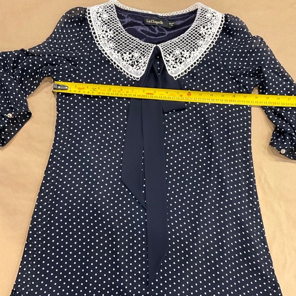 Chiffon polka dot dress with Peter Pan collar long sleeve size, size xs/s - Picture 7 of 8